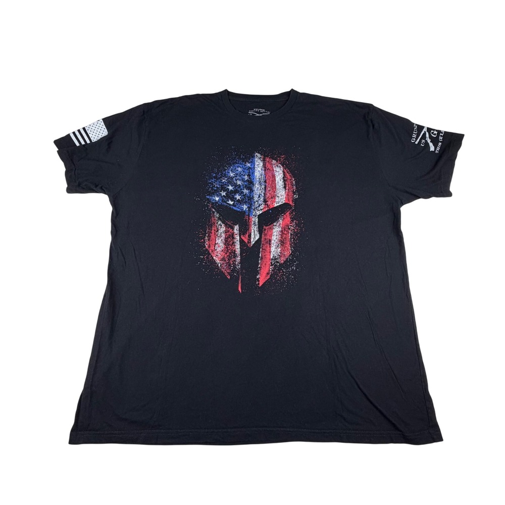 Grunt Style Spartan Flag T Shirt Mens Black Graphic Print Patriotic Tee Size XXL